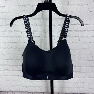 ThirdLove Kinetic Adjustable Sports Bra Logo Straps Black and White Size 36F